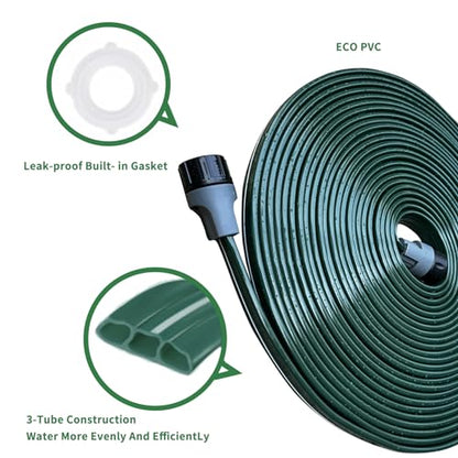 Watoo 2026 Sprinkler Hose & Soaker Hose for Yard - 50 FT Reinforced Flat Garden Hose with Holes, Heavy Duty No-Kink Lawn Irrigation Hose (Includes Stakes, High Pressure Spray) - size: 50FT