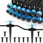 20 Pack Quick Connect 1/4 Inch Drip Irrigation Emitters, 1/4'' Drip in-line Pass Through Vortex Emitters Adjustable 360 Degree Dripline Stake Emitter with 10 Plugs for DIY Sprinkler Systems - color: Blue Vortex Emitter-2Way