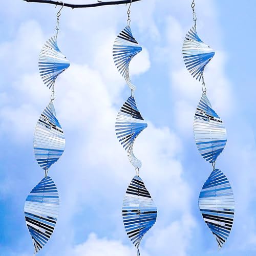 Shiny 3D Fishbone Wind Spinner, Stainless Steel Metal Sculpture Garden Decor, Sparkly Reflective Outdoor Decoration for Yard, Patio, Lawn, House - color: 9-silver Fish Bone