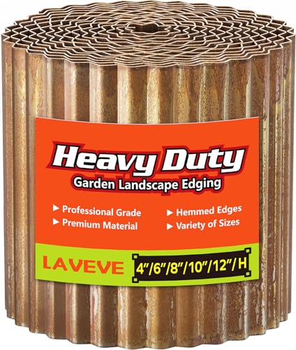 LAVEVE Corrugated Metal Garden Edging 6" x 40Ft, Landscape Edging Border - color: Rusty