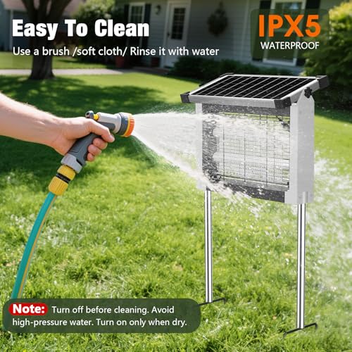 ZECHUAN Solar Bug Zapper Outdoor, Rechargeable Mosquito Zapper - color: White