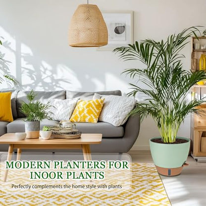 2 Pack 10 inch Plant Pots, Plastic Self Watering Planters - color: Green, size: 10 inches