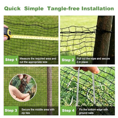 4x50FT Deer Fence Netting for Garden, 55GSM Plastic Mesh Temporary Fence - size: 4x50FT