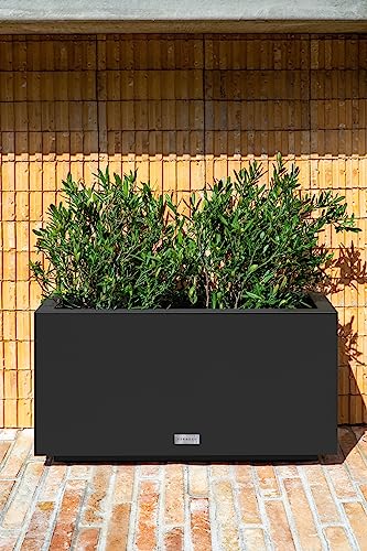 Veradek Block Series Long Box Planter - Rectangular Outdoor Planter - color: Black, size: Small