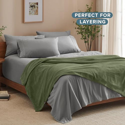 Bare Home Fleece Blanket Luxury Microplush (Full/Queen, Cypress) - color: 11 - Cypress, size: Full/Queen