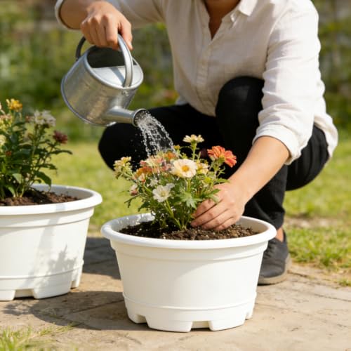 KPUVX 5 Packs 13 inch Plant Pot with Saucer - color: Beige, size: 13 inch