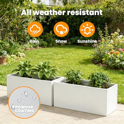 Metal Rectangular Planter 36" L x 15" W x 15" H, Galvanized Steel - color: White, size: 36" L x 15" W x 15" H