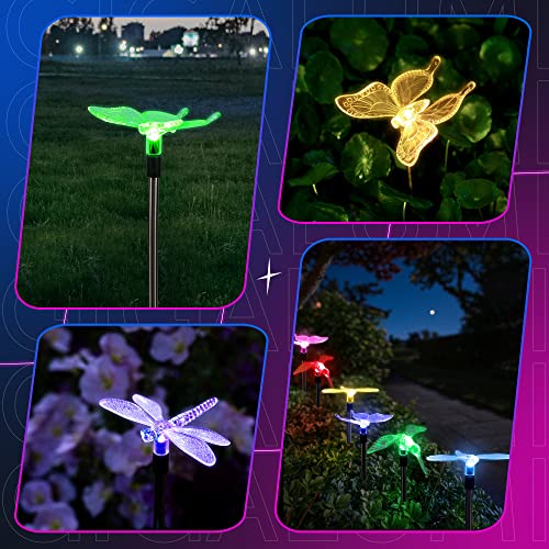 GIGALUMI Solar Garden Lights Outdoor Waterproof Butterfly Path Lights 3 Pc - size: 3Pack
