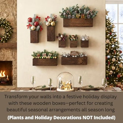 LaLaGreen Wood Planter Box for Plants (8 Pack) Wall Planters for Indoor - size: 8-pc Set