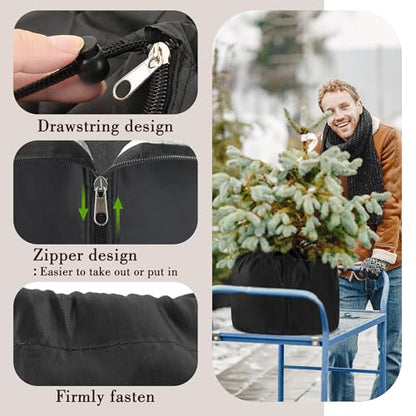 UNIFAMILY 2Pack Plant Pot Covers for Winter Freeze Protection with Drawstring and Zipper, 25.6x19.6IN Winter Plant Covers Freeze Protection Pot, Plants Frost Protect Bags for Keeping Warm((Black-L) - size: Black-L-25.6x19.6IN