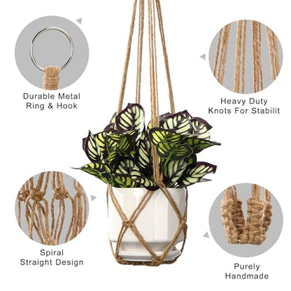 YIBOT Macrame Plant Hanger Indoor 35 Inch Hanging Planter Basket Brown 2Pc - color: Brown, size: 35+35Inch