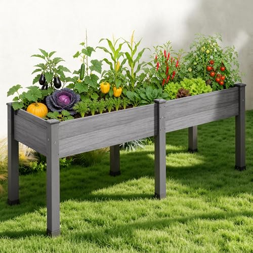 AMERLIFE Raised Garden Bed, 48x30x24 Inches Elevated Wood Planter Box - color: Gray, size: 4x2 FT-Regular