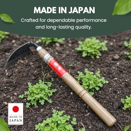 forest Originals Hounen Miyawaki Nejiri Kama Weeder – Japanese Weeding Sickle, Twisted Stainless Steel, 4.7 in (12 cm) Blade, 13 in (33 cm), Root Slicer for Garden Beds & Crabgrass, Made in Japan
