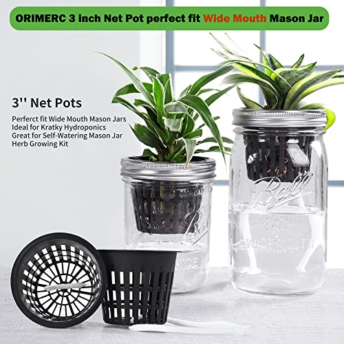 ORIMERC 10 Pack 3 inch Hydroponic Net Pots with Self Watering Wick, Clay Pebbles, Plant Labels Mesh Baskets for Indoor Garden, Aquaponics, Orchids, Herbs, Vegetable, Seed Starting, Mason Jar Insert - size: 3 inch-10 Pack