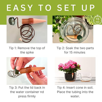 Blumat Classic Self-Watering Stakes - Prevents Overwatering and Underwatering for Healthy Growth While You are Away - Ideal for Indoor Plant Watering, 15 Pack, wo Adapter - size: 15 Pack without Adapter