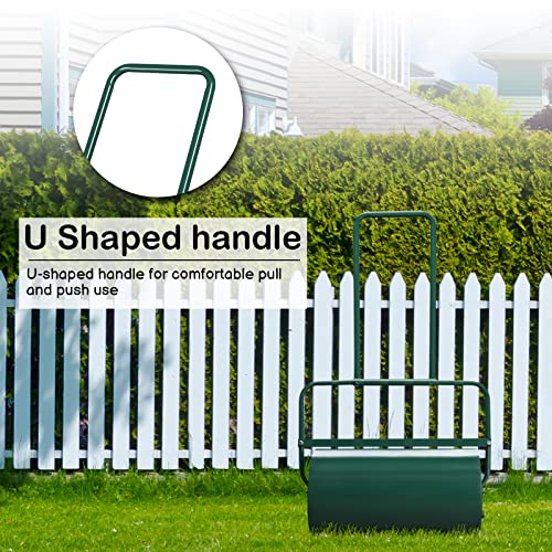 VINGLI 24 Inch Lawn Roller Water Filled Pull Behind Garden Drum Roller Push/Tow Behind, Water/Sand Filled for Garden, Lawn, Backyard, Green - color: Green, size: 24 inch
