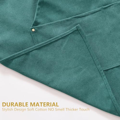 Aoomzoon Canvas Aprons for Men Women, Heavy Duty BBQ Apron with Pockets - color: Green