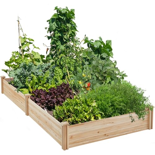 Yaheetech Wooden Raised Garden Bed Outdoor Planter Box, Wood - color: Natural Wood, size: 8ft x 4ft
