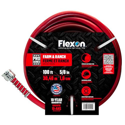 Flexon FA58100CN Farm and Ranch Garden Hose, 100 ft, Red - size: 100 ft, style: 5/8