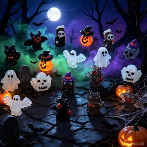 18PCS Halloween Mini Resin Figures, 9 Styles Halloween Figurines - color: Halloween Fixed-d