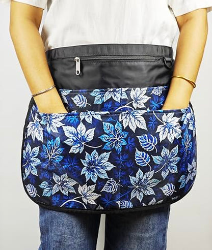 Bafelia Garden Apron for Women with 7 Pocket,Half Florist Apron Harvesting Apron - color: Blue Leaves