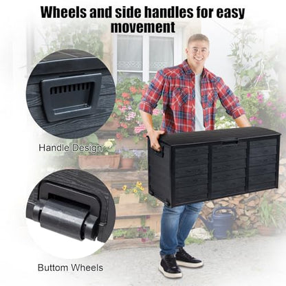 VINGLI 75 Gallon Weatherproof Outdoor Storage Box, Black - color: Black