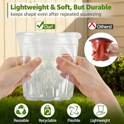 MIXC Clear Nursery Pots with Drainage Holes, 5/4/3.5 Inch 30 Pack - size: 3.5/4/5 Inch-30 Pack