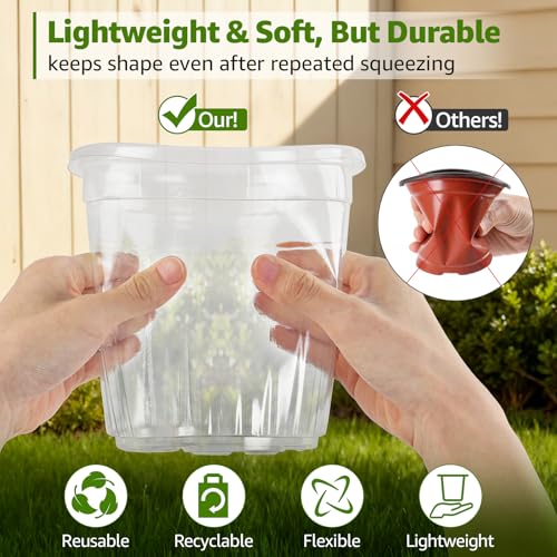 MIXC Clear Nursery Pots with Drainage Holes, 5/4/3.5 Inch 30 Pack - size: 3.5/4/5 Inch-30 Pack