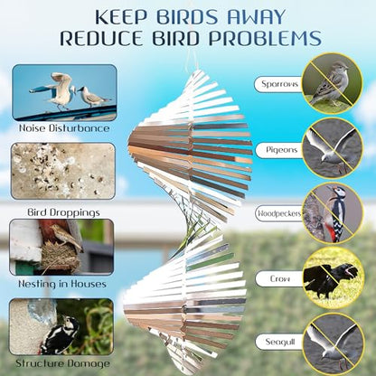 Reflective Bird Deterrents for Outside, Woodpecker Repellent - size: Spiral