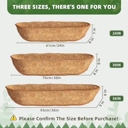 30 inch 3 Pack Trough Coco Liners, Natural Coconut Coir Fiber for Wall Basket Planters, Window Box Liners, Garden Planter Baskets, Fence Flower Baskets - size: 30inch 3pack