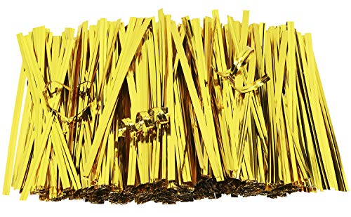 Mini Skater Bread Candy Bag Ties 800pcs 4 Inch(Gold) - color: Yellow