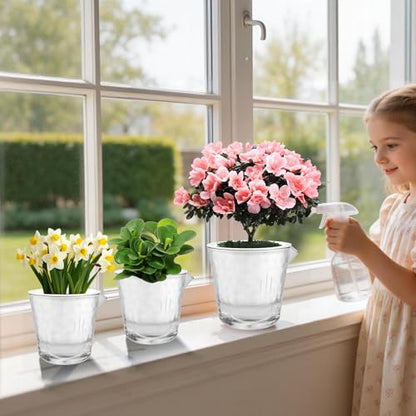 5 Pack Clear Self Watering Pots for Indoor Plants, 5/7 Inch Pots, 2 Size
