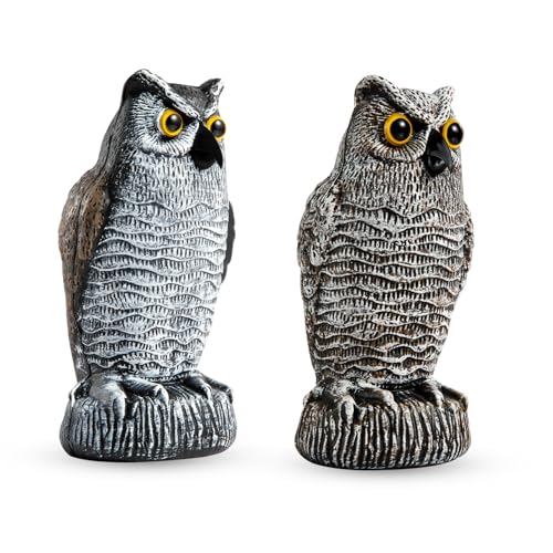 OFFO 2 Pack Plastic Owl Scarecrow for Halloween Decorations Outdoor Garden, Yard, Pool Decoration, 8.3 in Height - color: Brown White+brown