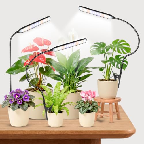 Garpsen Plant Lights, LED Full Spectrum with Gooseneck & Clip, 3Pack - size: 3Pack