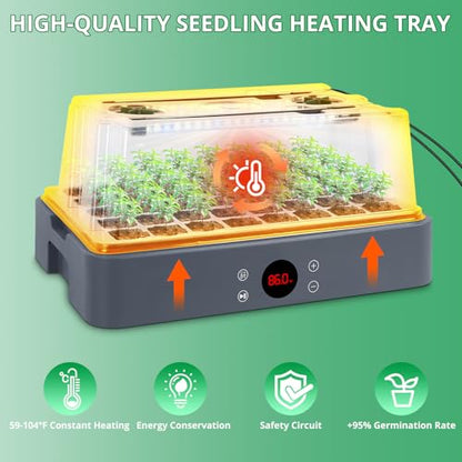 Sondiko Seed Starter Tray with Grow Light, Heated Seed Starter Kit - color: Gray
