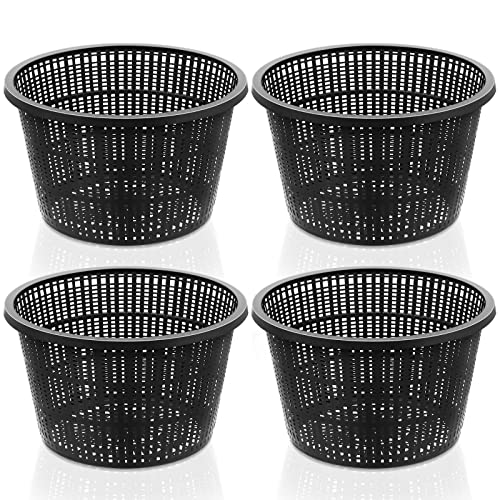 Roshtia 4 Pcs 8.35 Inch Hydroponic Baskets, Aquatic Black Mesh Net Pot