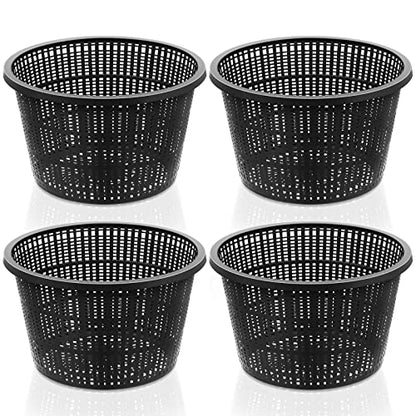 Roshtia 4 Pcs 8.35 Inch Hydroponic Baskets, Aquatic Black Mesh Net Pot