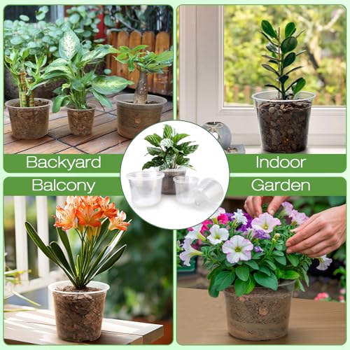 8 Inch Large Clear Nursery Pots with Drainage, 10 Pack Plastic Pots for Plants, Clear Plant Seedling Pots for Indoor & Outdoor Gardening (8 inch) - size: 8 inch