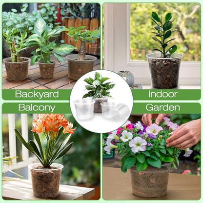 8 Inch Large Clear Nursery Pots with Drainage, 10 Pack Plastic Pots for Plants, Clear Plant Seedling Pots for Indoor & Outdoor Gardening (8 inch) - size: 8 inch