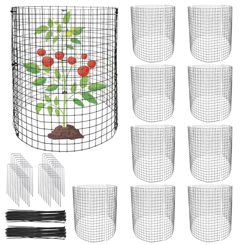 30Pcs Round Plant Protector from Animals, 10 Pack 12'' x 12'' Reusable Metal Plant Cages, Wire Mesh Garden Cloches to Keep Rabbits, Squirrels and Chicken Out and Protection Vegetables Flowers Shrubs