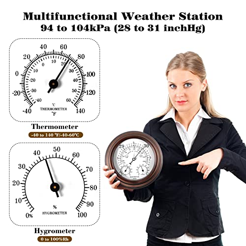 8 in Steel Barometer Thermometer Hygrometer Weather Station Wall Mounted