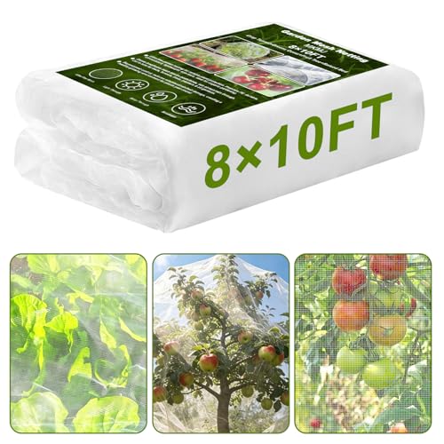 8×10 FT Garden Netting, Ultra Fine Mesh Pest Barrier, Plant Covers Row Cover for Vegetables Fruits Flowers, Greenhouse Raised Bed Screen Protect Plants from Birds Bugs - size: 8×10FT