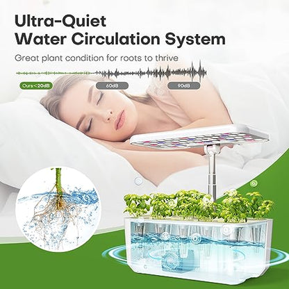 Ahopegarden Indoor Garden Hydroponics Growing System: 10 Pods Kit with LED - color: White