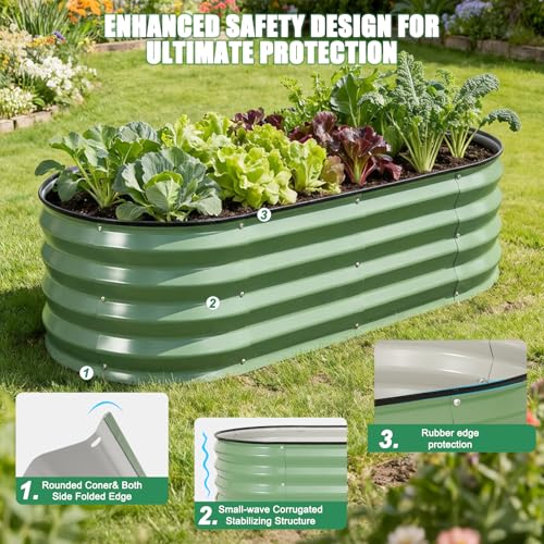 2Pcs Galvanized Raised Garden Bed Kit Outdoor 4x2x1ft, OliveGreen - color: 0live Green