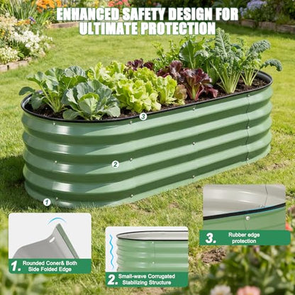 2Pcs Galvanized Raised Garden Bed Kit Outdoor 4x2x1ft, OliveGreen - color: 0live Green