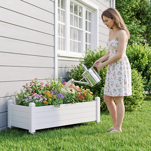 Fancyango Raised Garden Bed with Wheels 13.3" Hx2 -Ashen - color: Ashen, size: 13.3"Hx2