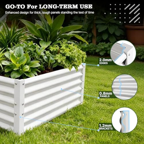 Anleolife 12-Bed Rectangle & L-Shaped Raised Bed Set, Antique White - color: Grenst-white, size: Set of 12