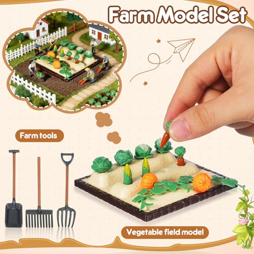 1 Set Mini Shovel Rake Farm Model Kit, Vegetable Figurines Mini Garden Tools, Dollhouse Decorations Miniature Field Scene Landscape Outdoor Small Ornament