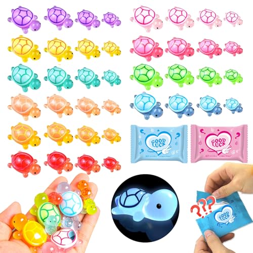 42 Pack Mini Turtle Blind Bags for Kids - Glow in The Dark Resin Turtles| Collectible Sea Turtle Toys for Party Favors, Treasure Hunt Games | Dollhouse Decor, Mini Garden Landscape, Cake Toppers - color: Turtle