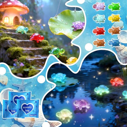 Mini Glow In The Dark Animal Resin Models, Resin Animals Mystery Bags, Individually Wrapped Blind Bags Tiny Animal Figurines, Collectible Mini Animals For Fairy Garden, DIY Crafts (50, Turtle) - color: Turtle